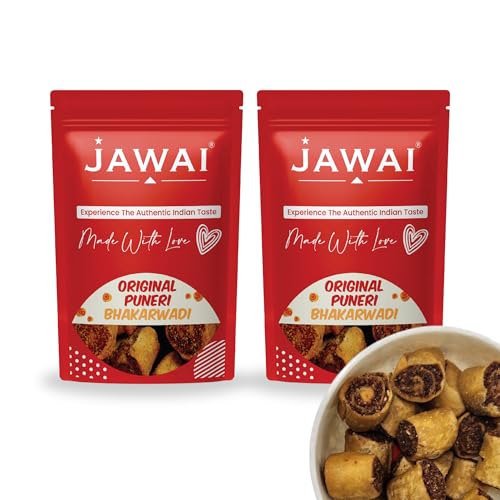 Image of JAWAI ORIGINAL PUNERI BHAKARWADI - Pack of 2 | Big and Crunchy | Munching Snack | Indian Namkeen Nashta | Tradtional Indian Snack (400 Grams)