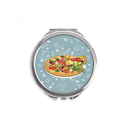 Espejo de bolsillo de pizza para retoques rápidos de maquillaje en cualquier lugar