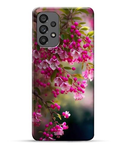 Image of Pink Floral Flowers Printed Hard Back Case Cover Compatible for Samsung Galaxy A73 5G / Samsung A73 5G (Multicolor) - D1662