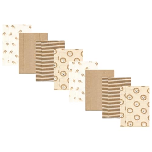 Image of Hudson Baby Cotton Poly Flannel Burp Cloths Multipack, Brave Lion 8-Pack, One Size