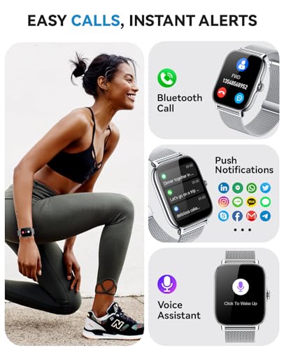 Image of Smart Watches for Women Men (Make /Answer Calls), Steps Counter Fitness Watch for Android iPhone with 120+ Sports, IP68 Waterproof, Sleep Calorie Monitor, Pedometer (Silver)