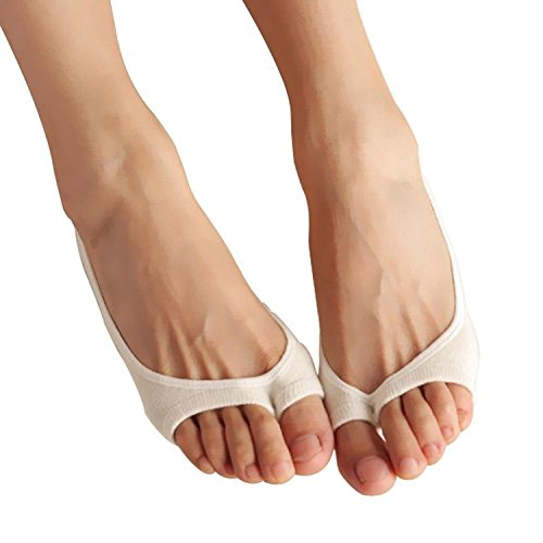 Image of seven wolves Womens Peep Toe Socks 6 Pairs, Toeless Cotton No Show Socks Non Slip Shoe Liner