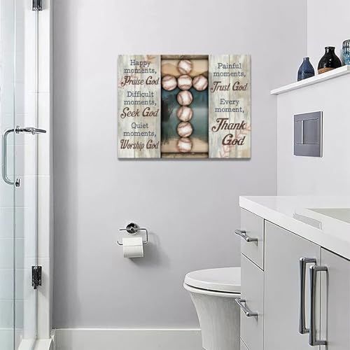 Koznute Baseball Wall Art Motivational Baseballs Pictures Wall Decor Scripture Sports Painting Rustic Christian Cross Framed Artwork Gifts For Baseball Lovers For Workout Home Gym Bedroom Living Room 16 Inchx12 Inch thumb #5