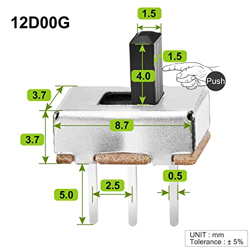 Image of Chanzon SPDT Mini Micro Slide Switch 1p2t 2 Position 20pcs 4mm Toggle Vertical Slide Switch Panel Mount Small High Knob Vertical for PCB Arduino Breadboard Electronic Board Dip Miniature SlideSwitch