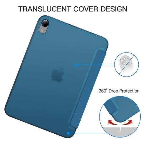 Image of JETech Cover Case for iPad mini (A17 Pro, 2024 Model, 7th Generation) / mini 6 (2021 Model, 6th Generation), Slim Stand Hard Back Shell Smart Cover with Auto Wake /Sleep (Teal)