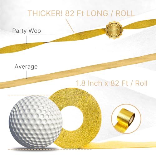 Partywoo 4711100102353 Crepe Paper Streamers 4 Rolls 328Ft, Pack Of Gold Foil Party Streamers thumb #2