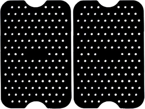 Uniersal Reusable Silicone Air Fryer Liners Non-Stick Silicone Liner 5x8 Inch Black for Double Basket Air Fryer, 2pcs