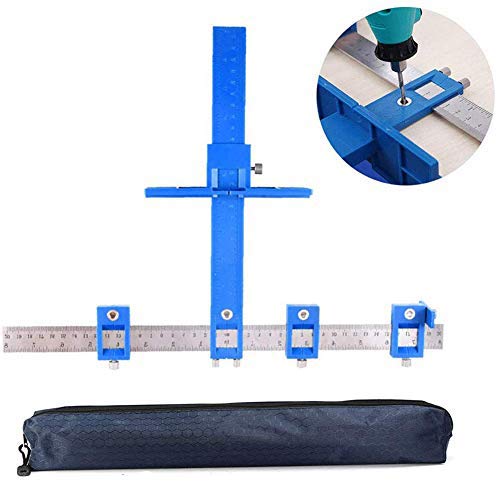 Localizador Manija del cajón de Perforaciones Ajustable 40cm,Localizador de Tornillos para Instalación de Tiradores,Perillas en Puertas y Tiradores de Cajones con Bolsa de Almacenamiento Cover