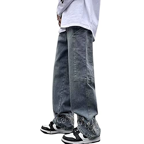 Y2k Jeans Men Aesthetic Black Baggy Jeans Goth Vintage Street Loose Fit Star Graphic Pants Straight Trousers