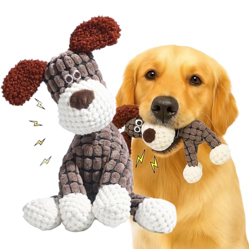 JunD Juguete para Perros 2025 – Peluche Interactivo para Cachorros y Perros Pequeños o Medianos con Chirriador y Tejido Resistente, Mordedor y Cojín de Compañía 25,5 x 13,5 cm