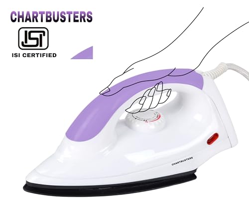Image of CHARTBUSTERS Dry Iron | IS 302 ISI Certified | Adjustable Temperature Control | Non-Stick Coated Soleplate | Shock Proof Body | 1000W Fast Heating | by 99 Drops Oasis