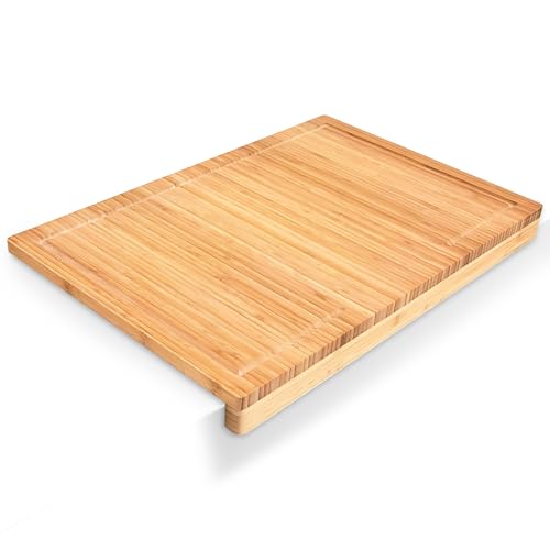Premium Bamboo Cutting Board with Juice Groove - Extra Large 22x15 Inch Chopping Block for Kitchen - Natural Wood Cutting Surface for Meat, Vegetables and Food Preparation by MAGIC BAMBOO - Used condition - US$33.99