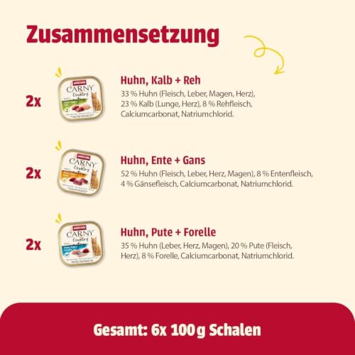 animonda Carny Country Katzenfutter nass Home Mix (6 x 100g), getreidefreies Katzen Nassfutter ohne Zucker, mit frischen fleischigen Zutaten