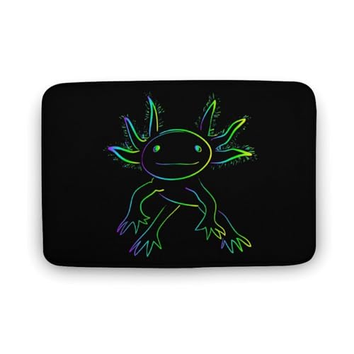 バスマット お風呂マット レインボーネオンアホロートル 足ふきマット マイクロファイバー 速乾 吸水 滑り止め ソフト もこもこ 浴室 脱衣所 キッチン 丸洗い可能 手入れ簡単 19.7"x31.5"