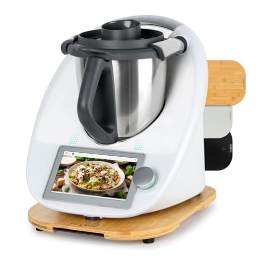 Natillas proteicas 7 PUERSI Tabla Deslizante para Thermomix TM6/TM5, 2ª Generación, Base para Thermomix con Ruedas, Soporte para Bimby (Bambú)