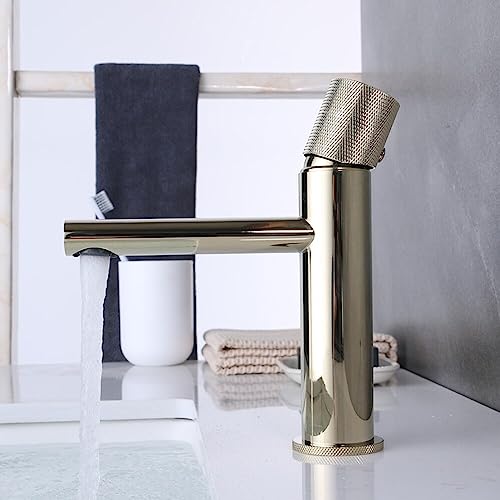 Robinet lavabo or noir haut mitigeur salle de bains en laiton