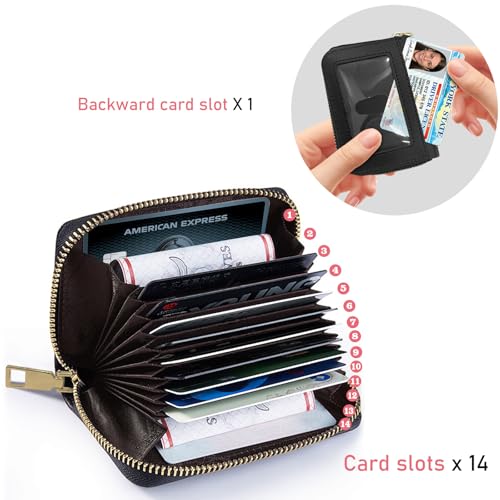 Zipper Wallet Women, Credit Card Holder, Small Accordion Card Cases Holder, RFID Blocking Wallet, Letter Business Card Cases (S)2
