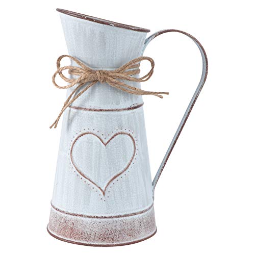 Vintage Francese Brocca Vaso Shabby Chic Fiore Vaso di Metallo Agriturismo Brocca di Latte può Zincato di per La Casa Decorazione del Giardino