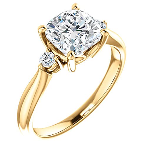10K Solid Yellow Gold Handmade Engagement Ring 1.0 CT Cushion Cut Moissanite Diamond Solitaire Wedding/Bridal Ring for Women/Her Propose Ring3