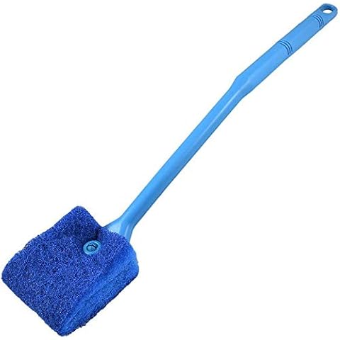 Aquarium Algae Scraper - Fish Tank Cleaning Double Sided Sponge Brush, Long Handle Fish Tank Scrubber for Acrylic Glass Aquariums (blue) Cover