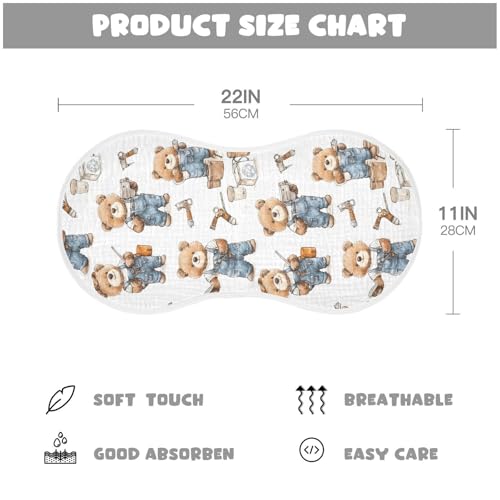 vvfelixl Baby Burp Cloths Cute Bear Repairman Baby Newborn Cotton Burping Cloths Set Babys Washcloths 4 Pack2