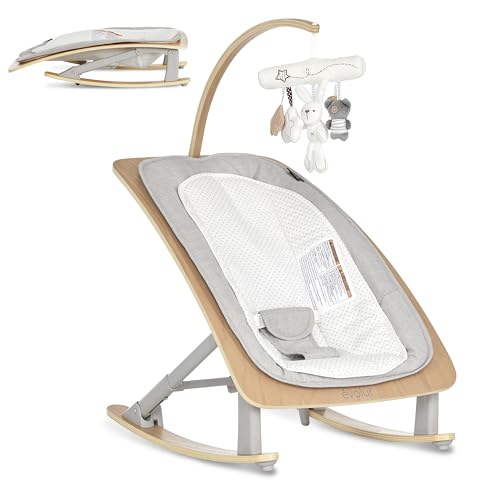 Image of Evolur Tory 2-in-1 Rocker & Chair, Light Gray