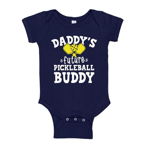 Image of Daddy's Future Pickleball Buddy Baby One Piece or Toddler T-Shirt Pickleball Baby Gift