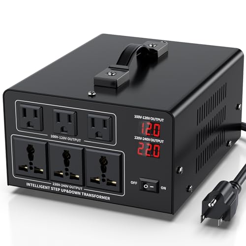 Image of 3000W Voltage Converter Transformer Step Up 110V /120V to220V /240V or Step Down 220V to 110V AC Power Converte, Circuit Breaker Protection, 3 US sockets, 3 Universal sockets, LCD Display
