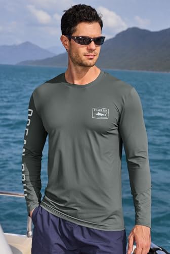 Image of Mens UPF 50+ Rash Guard Quick Dry Lightweight Summer UV Sun Protection Long Sleeve Swim Shirt (S-XXL)