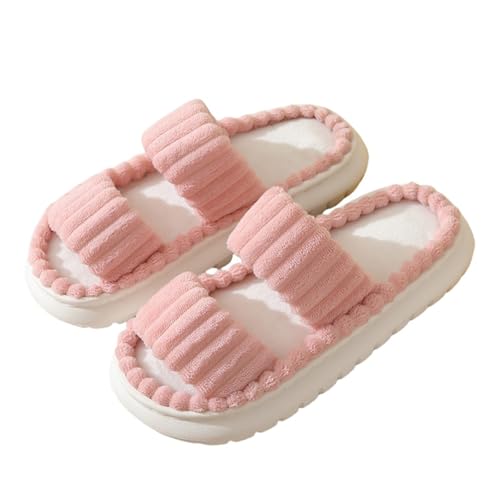 Fuzzy Slippers Women Memory Foam House Bedroom Crossbands Open Toe Slides Sandals, Indoor Outdoor Cute Fuzzy Cloud Shoes Comfy Soft Slip On Slippers for Women 2025