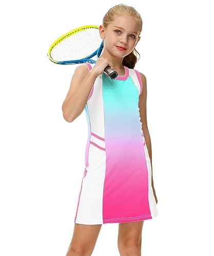 AOBUTE Girls Tennis Outfit 2 Piece Set Sportswear Tank Dress and Shorts 4-12Y