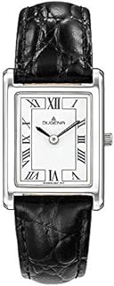 Dugena Damen-Armbanduhr 4460700 Quadra Classica, Quarz, weißes Zifferblatt, Edelstahlgehäuse, gehärtetes Mineralglas, Lederarmband, Dornschließe, 3 bar