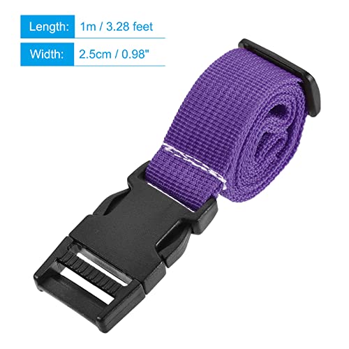 Image of MECCANIXITY Utility Strap with Buckle 1x40 Inch Polyester Quick Release Adjustable Belt for Travel Outdoor Bag Luggage Packing (Purple)