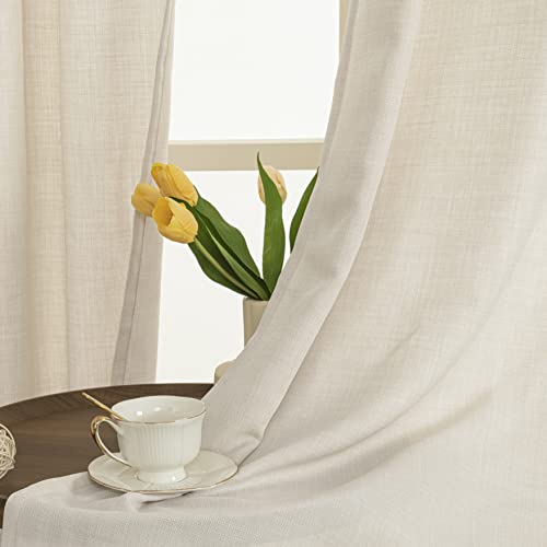 Lamit Linen Curtains For Bedroom, Grommet Thick Linen Textured Privacy Drapes Light Filtering Window Treatments Curtains For Living Room, Set Of 2 Panels (52 X 72 Inch, Light Beige) #TOP2