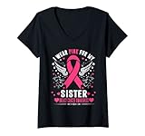 donna i wear pink for my sister cancro al seno consapevolezza maglietta con collo a v