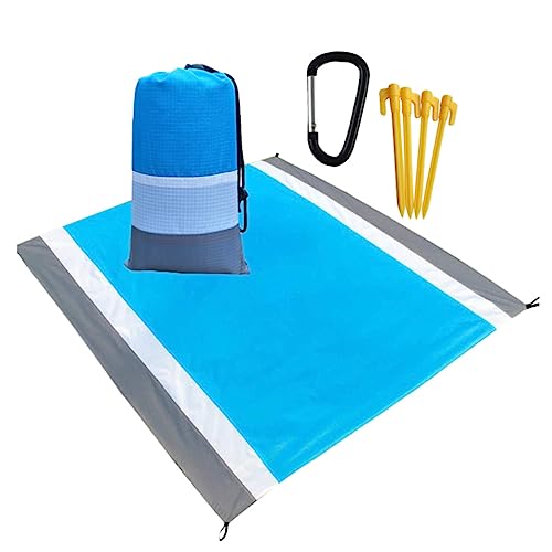VANZACK 1 Set Beach Blanket Portable Picnic Mat with Fixing Clips for Family Outings Camping Parks Outdoor Activities