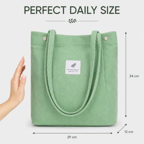 Image of Street27 Korean Canvas Corduroy Tote Bag Casual Work Shoulder Handbags | Multi-Purpose Bag |Sturdy Canvas Bag with Large Capacity | Shopping Bag for Office, College & Daily Use