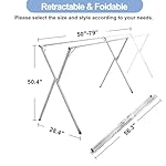 2026 Premium Stainless Steel Clothes Drying Racks, Foldable and Adjustable Laundry Drying Rack Clothing for Indoor Outdoor （79" D x 28.4" W x 50.4" H） - Image 2