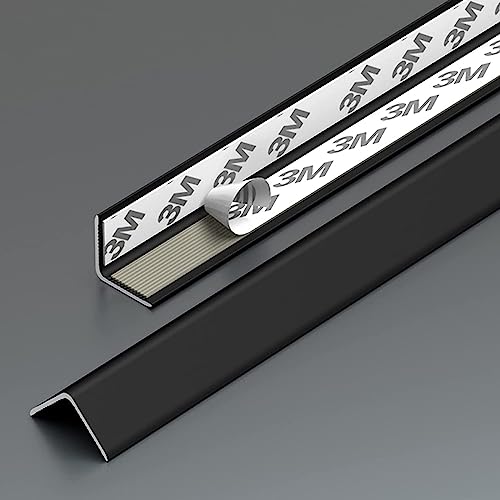 Floor Transition Strip Walkers Entry Ramp, Black Corner Guards for Walls, Metal Aluminum Wall Corner Protector Self Adhesive, Living Room Bedroom Bathroom Doorway Decor 90-Degree Angle Edge Trim Strip