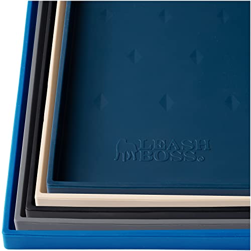 Leashboss Dog Mat For Food And Water Bowls, Silicone Waterproof Cat And Dog Feeding Mats For Floor, Non Slip With Raised Edges To Prevent Spills, Rubber Pet Dish Placemat Tray, Dishwasher Safe #TOP5