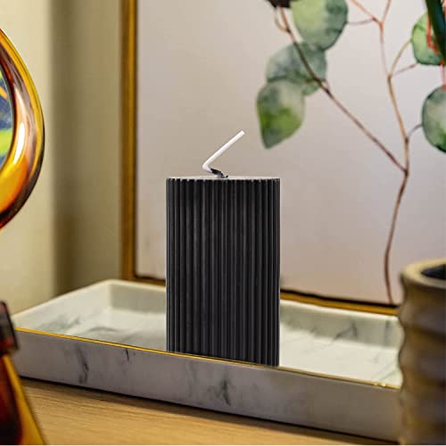 2 Pack Ribbed Pillar Soy Wax Scented Candle For Home Decoration Birthday Valentine's Day Wedding Christmas (Ribbed Pillar Candle Black) #TOP7