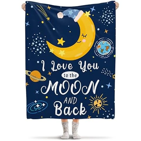 Avalokitesvara I Love You to The Moon and Back Blanket Gifts for Women Girls Boys, I Love You to The Moon and Back Super Soft Flannel Blanket for Bed Couch Sofa 120x90 Inch King Blanket for Family Cover