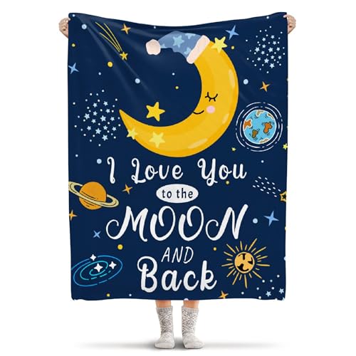 Avalokitesvara I Love You to The Moon and Back Blanket Gifts for Women Girls Boys, I Love You to The Moon and Back Super Soft Flannel Blanket for Bed Couch Sofa 60x50 Inch for Teen Blanket