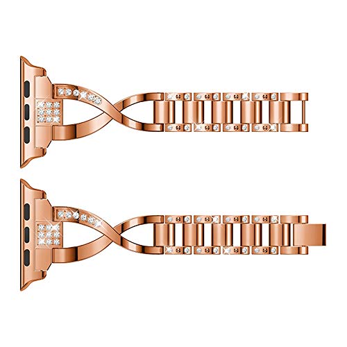 Pulseira Luxury X compatível com Apple Watch 41mm 40mm 38mm - Marca LTIMPORTS (Rose Gold)