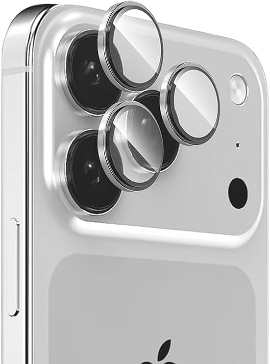MADNOVA iPhone 17 Pro/17 Pro Max için Kamera Koruyucu İphone Alüminyum Alaşım Çerçeveli Tempered Glass iPhone Kamera Lens Koruyucu (GÜMÜŞ)