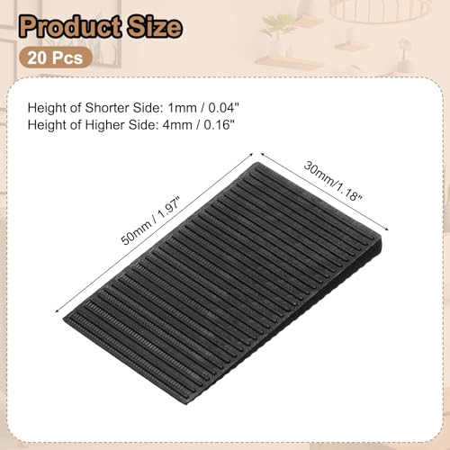 QUARKZMAN Möbelausgleicher 20 Stück Möbelkeile Schwarze Kunststoffkeile Stabil Und Rutschfest Für Ungleichen Tisch Kommodenbeine Und DIY Mehr Möbel (50 x 30 x 4mm)