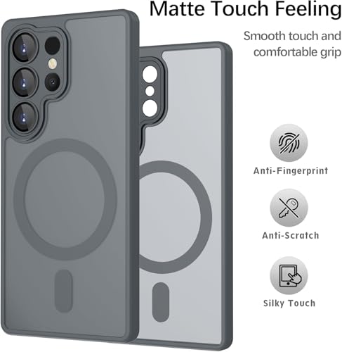 Image of Elzzi Magnetic for Samsung S25 Ultra 5g Case, Upgraded [Full Camera Protection] [Compatible with Magsafe] [Translucent Matte] Shockproof Protective Phone Case for Men & Women - Grey