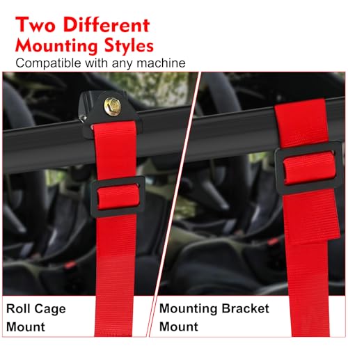 Image of 4 Point Racing Harness With Padding Heavy Duty Buckle Upgraded 2 Inch Straps UTV Harness 4 point Universal Adjustable for Adults Easy Install, Red