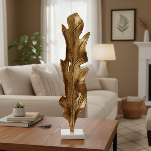 Escultura Hoja Dorada Moderna 25.75 pulgadas miniatura 6