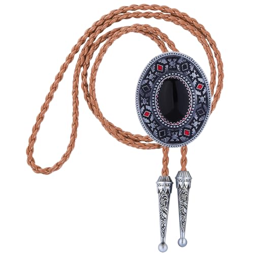 Image of Btilasif Bolo Tie Brown for Men, Scorpion Luminous Stone Cowboy Tie Western Leather Necktie Necklace for Women